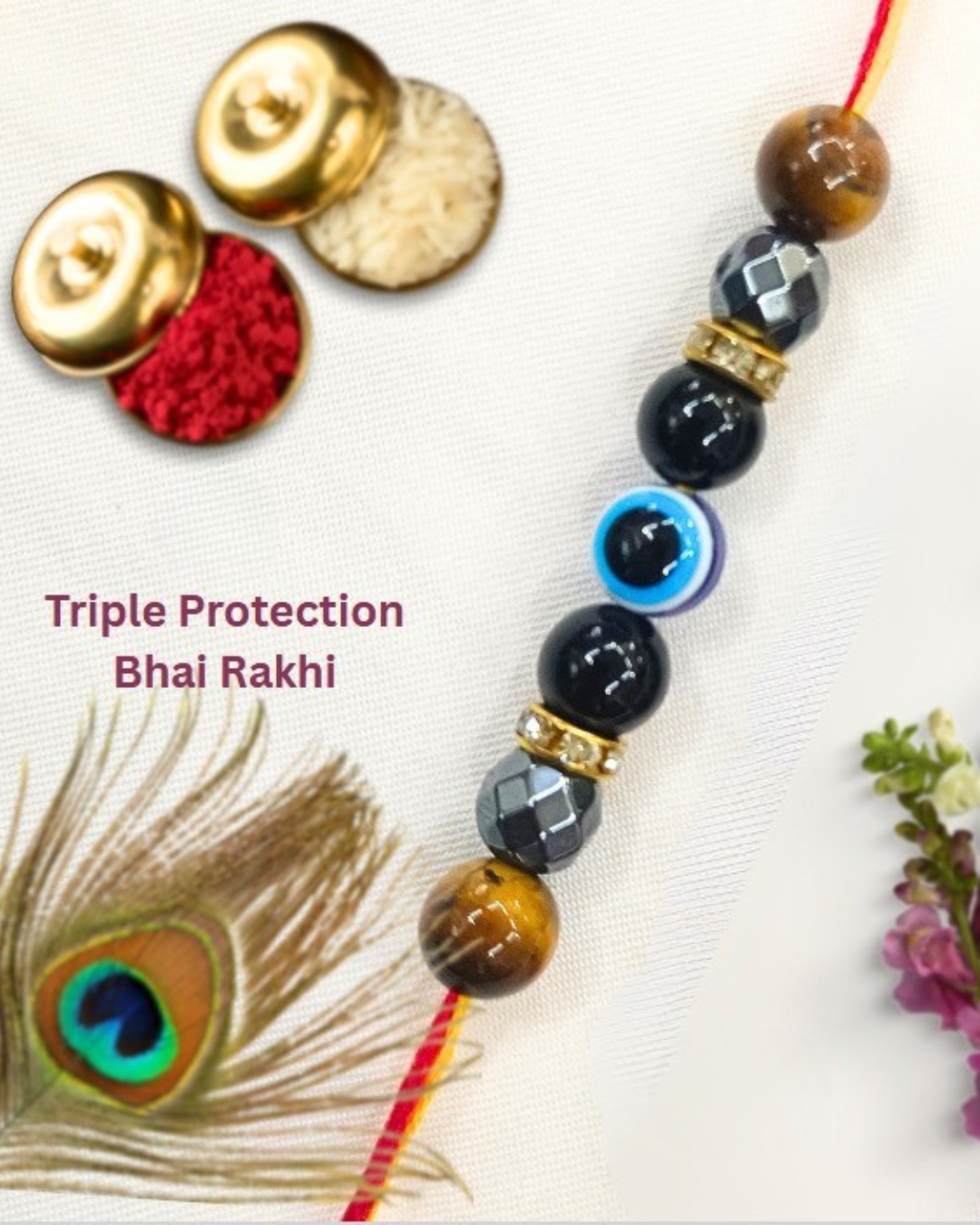 Triple Protection Crystal Rakhi