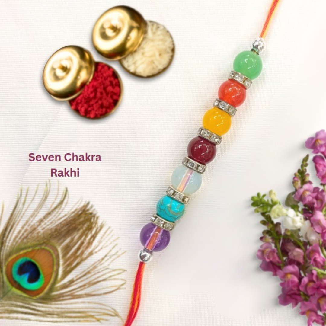 Seven Chakra Rashi Rakhi – Handmade Healing Crystal Rakhi for Brother