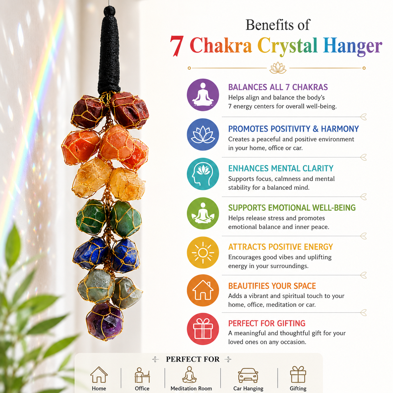 7 Chakra Crystal Hanger benefits