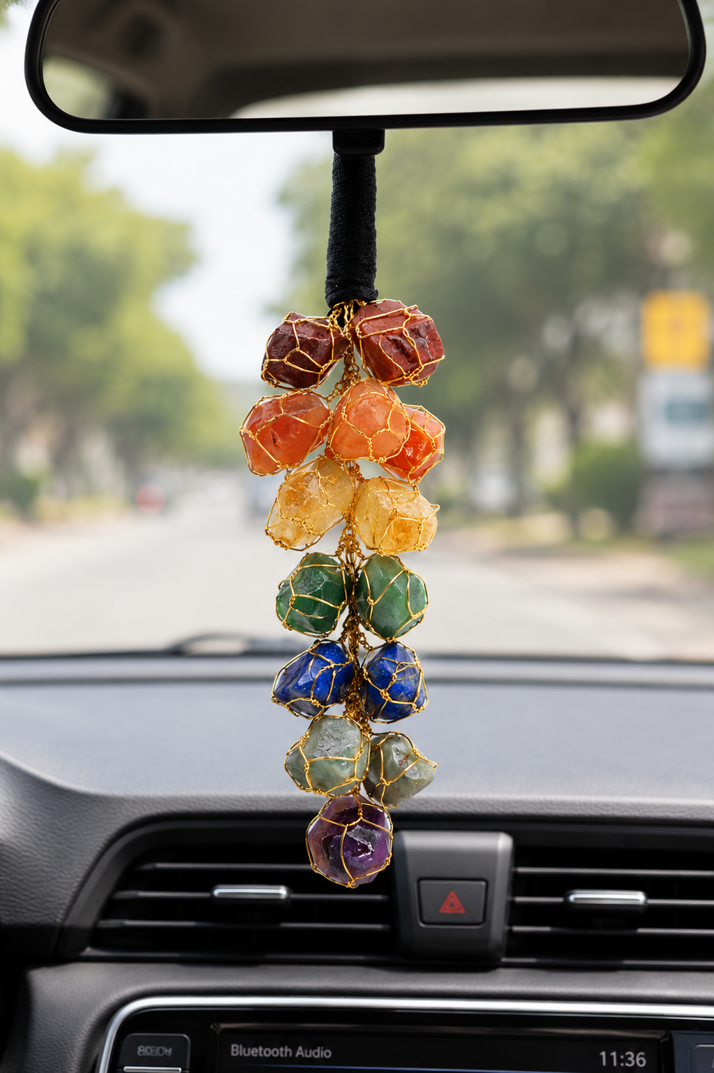 7 Chakra Crystal Hanger in Car