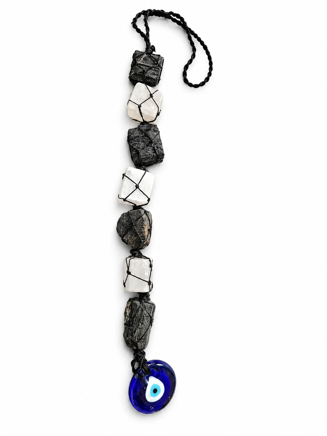 Black Tourmaline, Selenite & Evil Eye Hanger