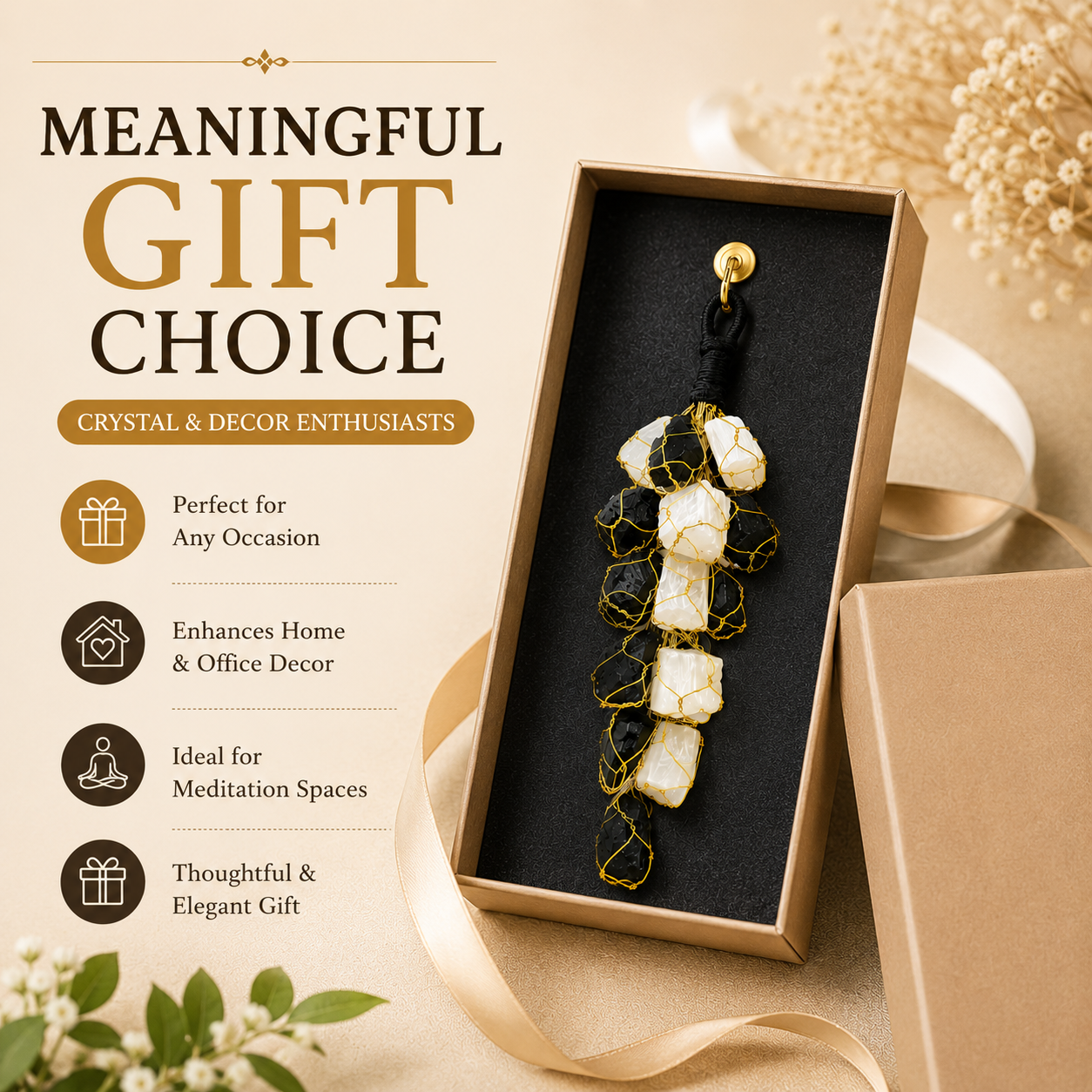 Black Tourmaline and Selenite Hanger Gift