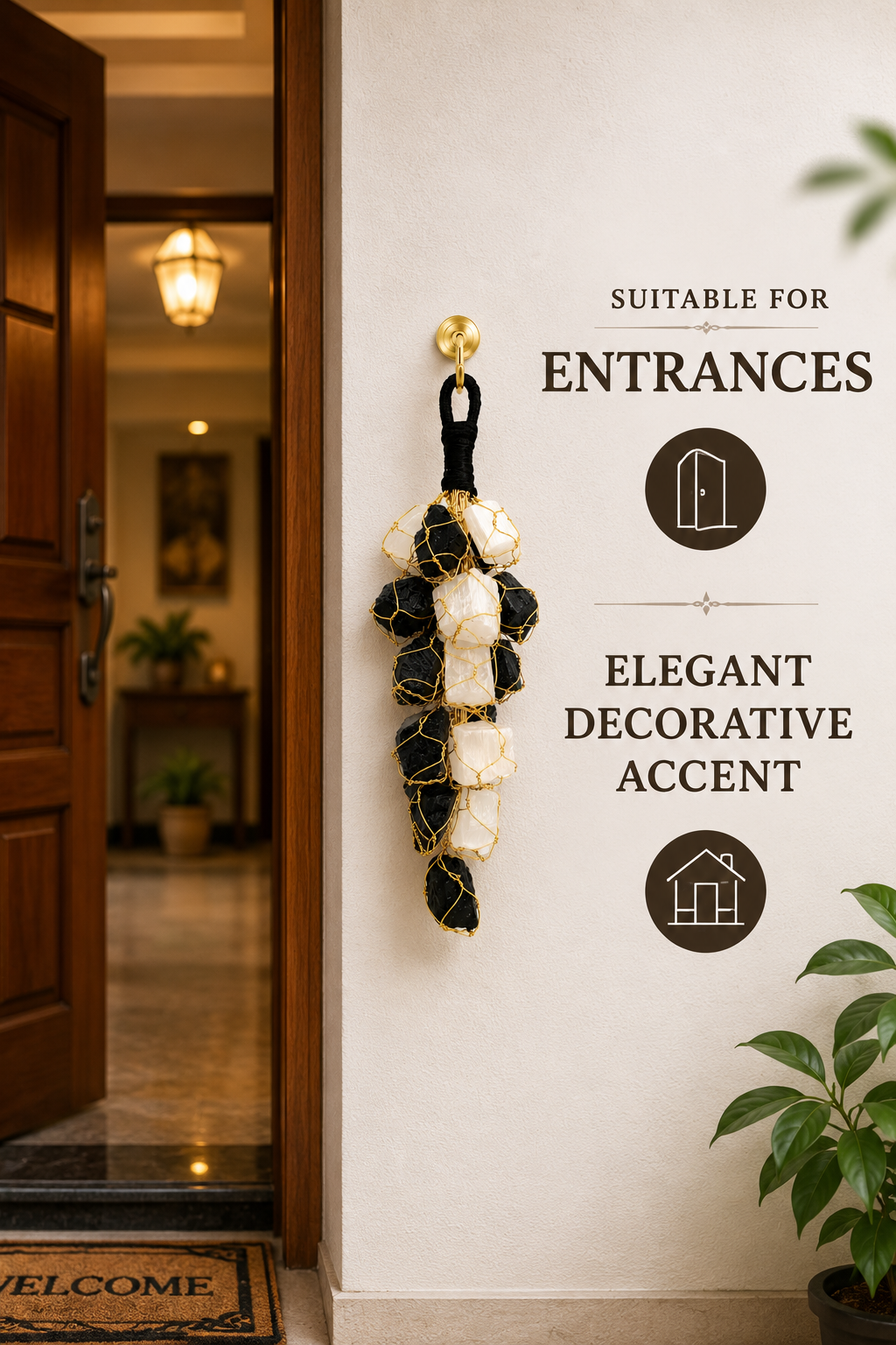 Black Tourmaline and Selenite Hanger home