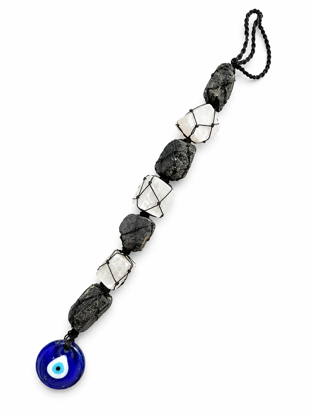 Black Tourmaline, Selenite & Evil Eye Hanger