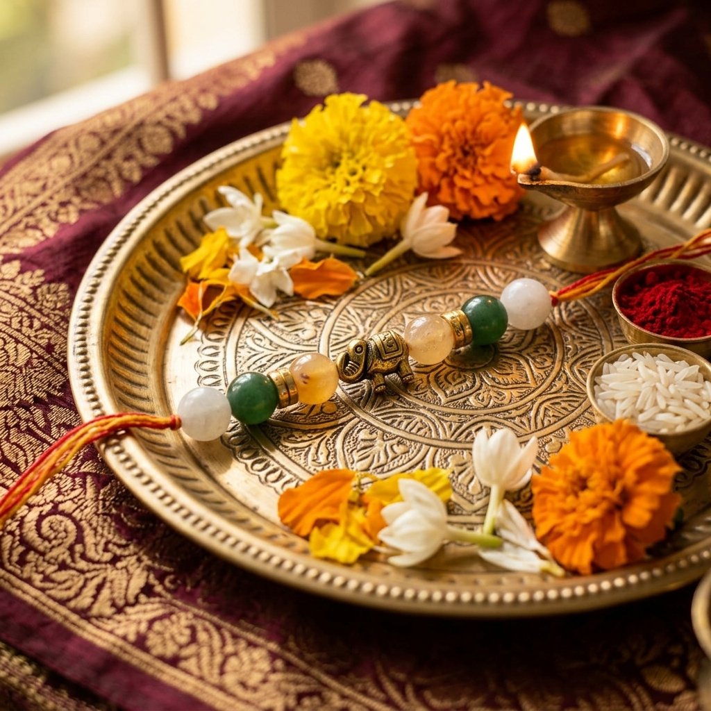 Mulank 5 Crystal Rakhi – Aventurine & Amazonite