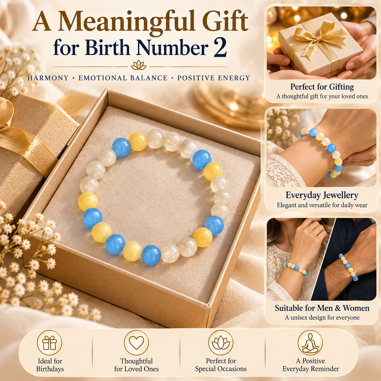 Moonstone Yellow Calcite Aquamarine bracelet