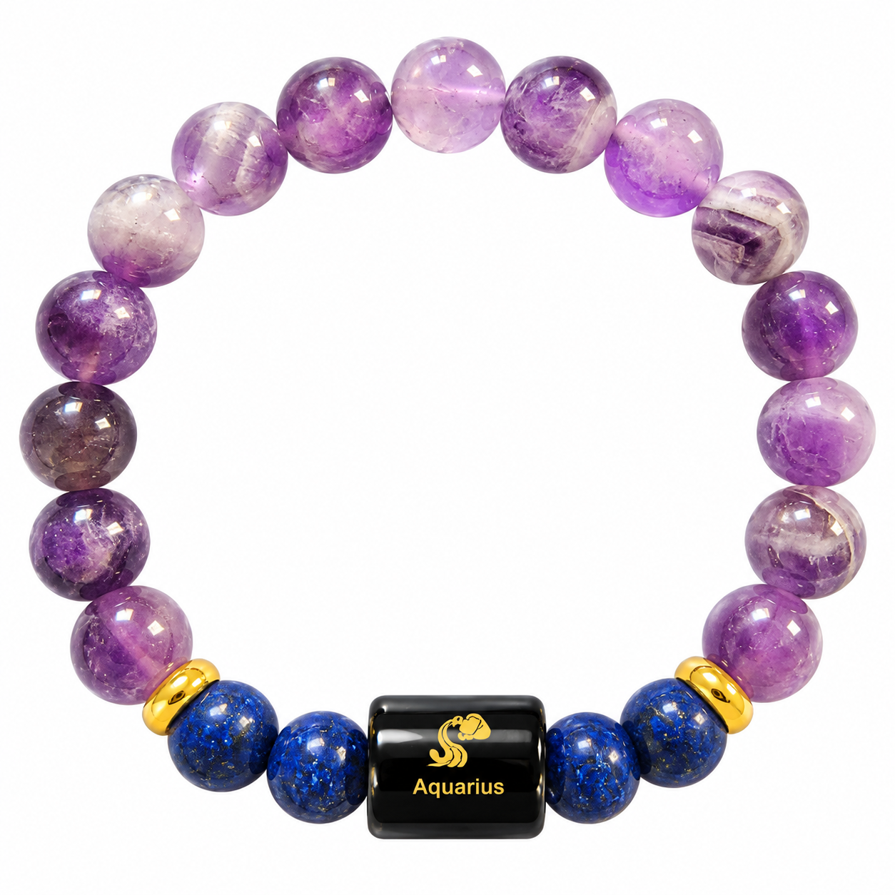 Aquarius Kumbh Rashi Amethyst and Lapis Lazuli crystal bracelet