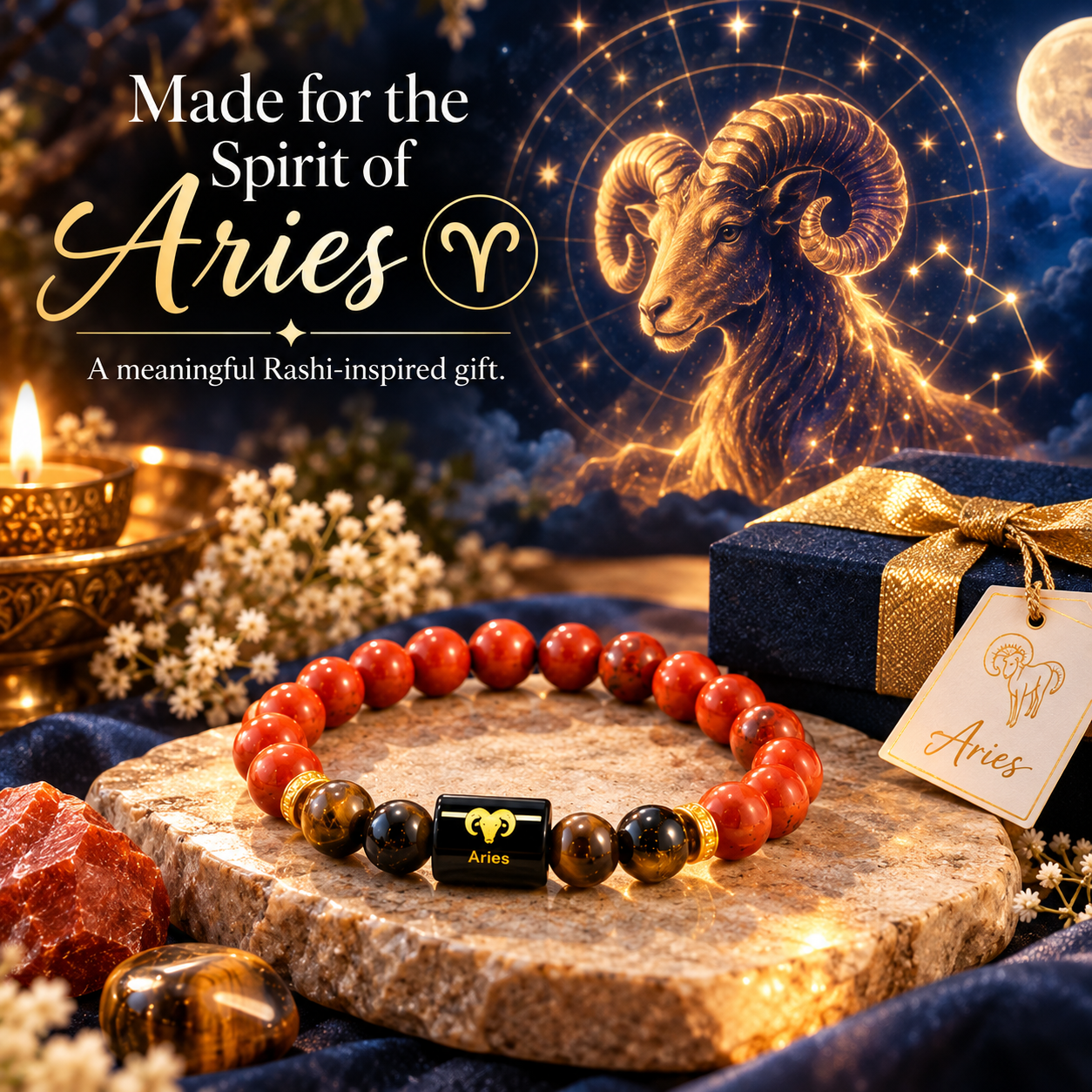 Aries Crystal Bracelet (Mesh Rashi / मेष राशि)
