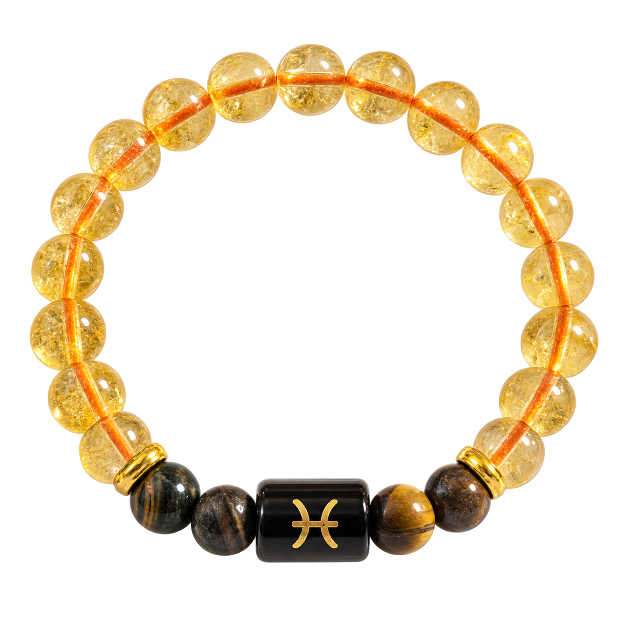 Pisces Meen Rashi / मीन राशि Crystal Bracelet Citrine and Tiger Eye