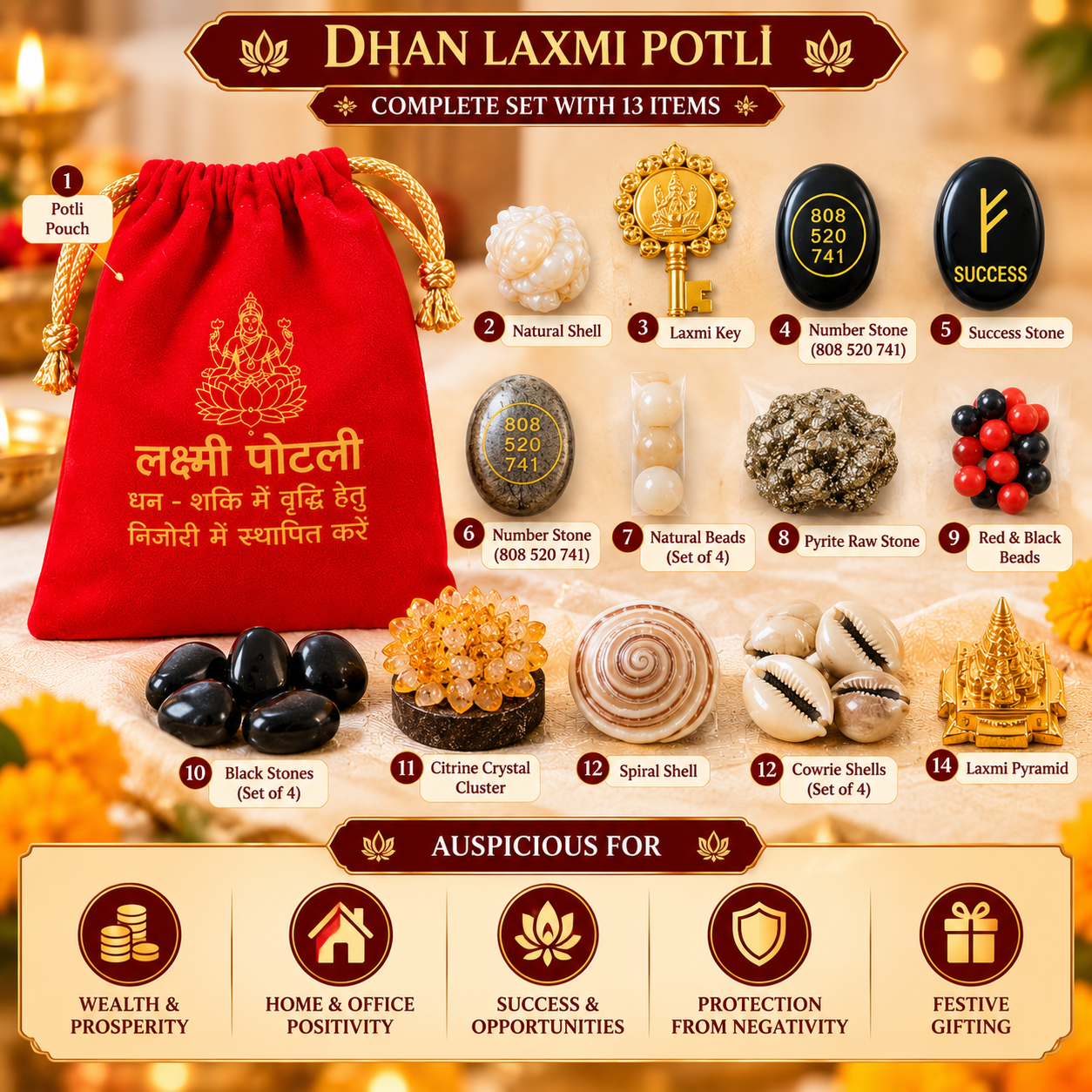 Dhan Lakshmi Potli, Lakshmi Puja items, prosperity potli
