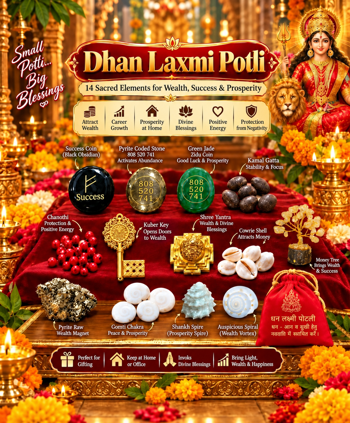 Dhan Lakshmi Potli, Lakshmi Puja items, prosperity potli
