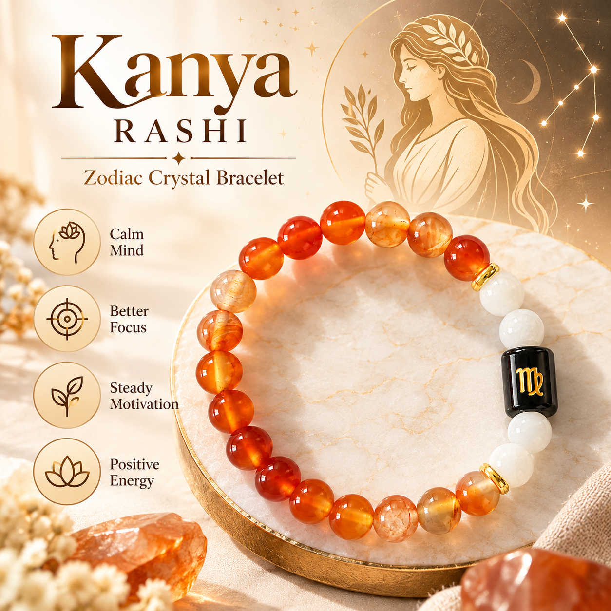 Virgo Crystal Bracelet (Kanya Rashi / कन्या राशि)