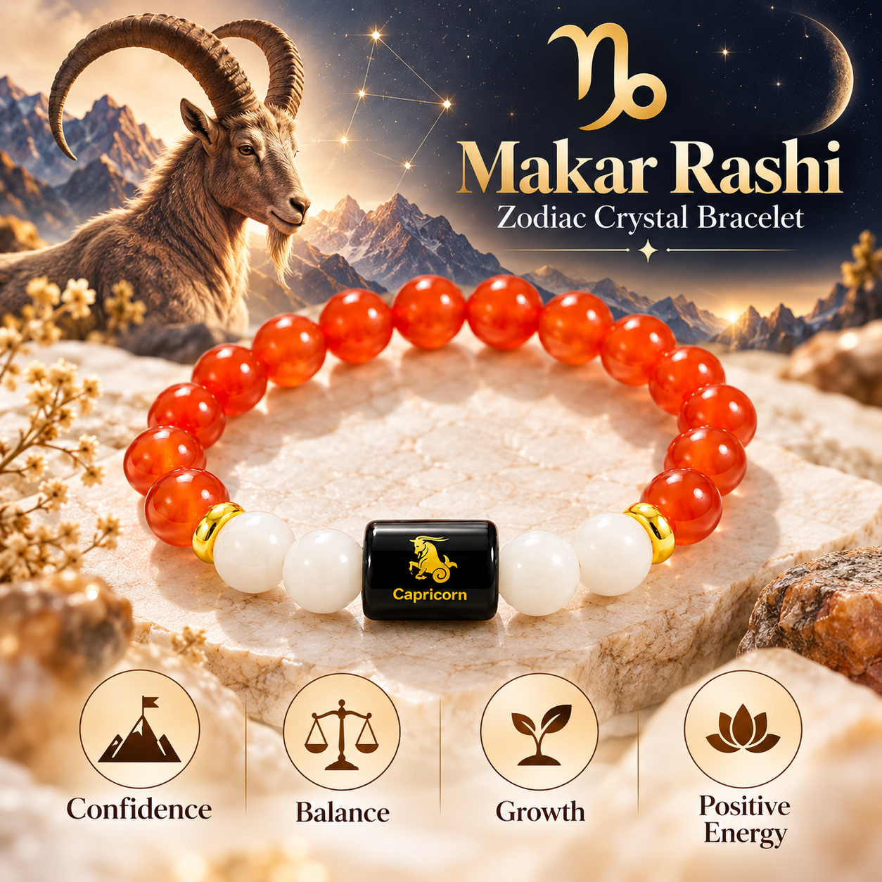 Capricorn Crystal Bracelet Makar Rashi (मकर राशि)