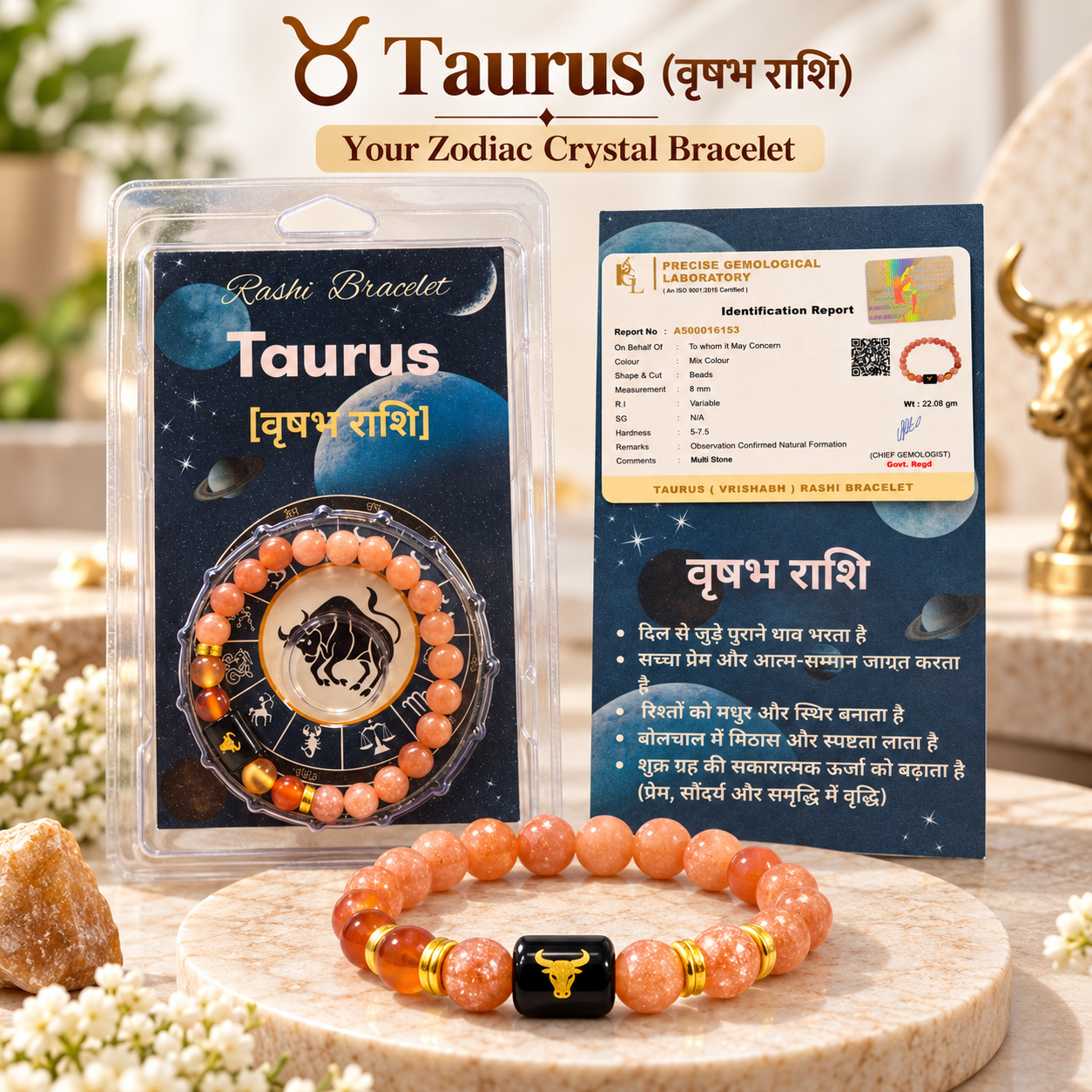 Taurus Rashi Crystal Bracelet