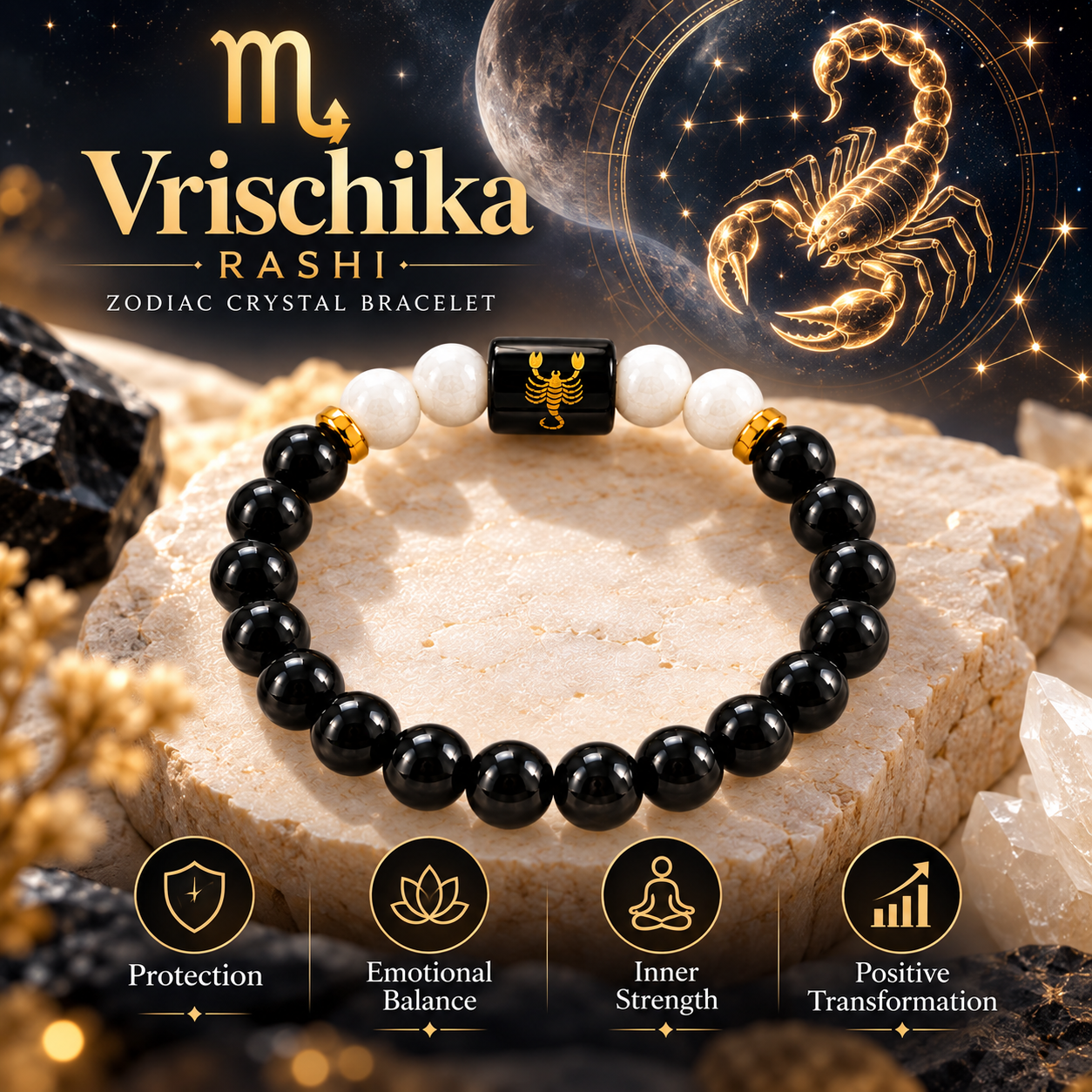 Scorpio Crystal Bracelet (Vrishchik Rashi / वृश्चिक राशि)