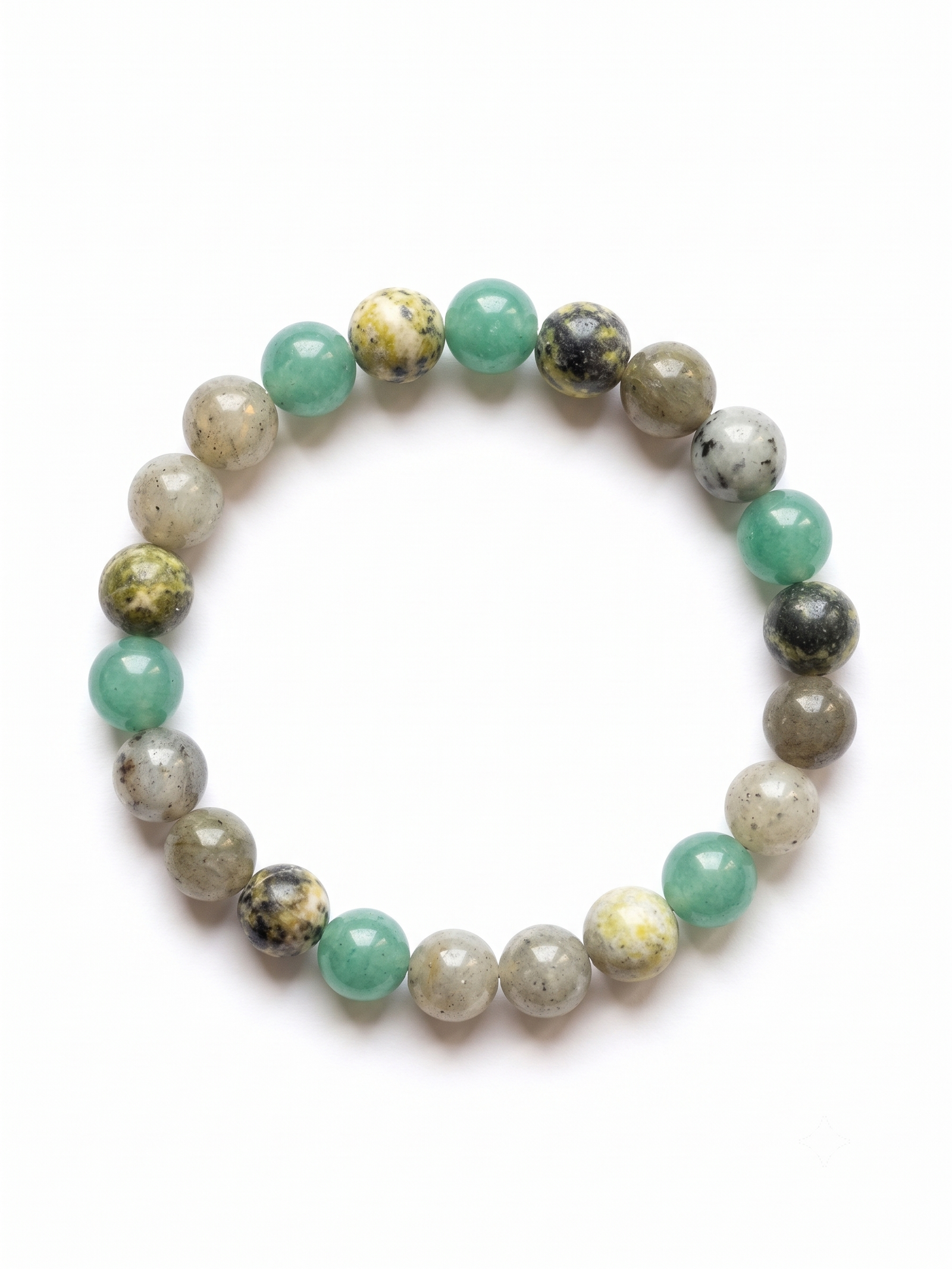 Mulank 4 crystal bracelet with Labradorite Serpentine and Green Aventurine